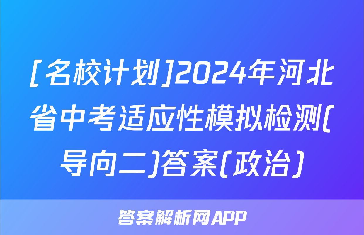[名校计划]2024年河北省中考适应性模拟检测(导向二)答案(政治)