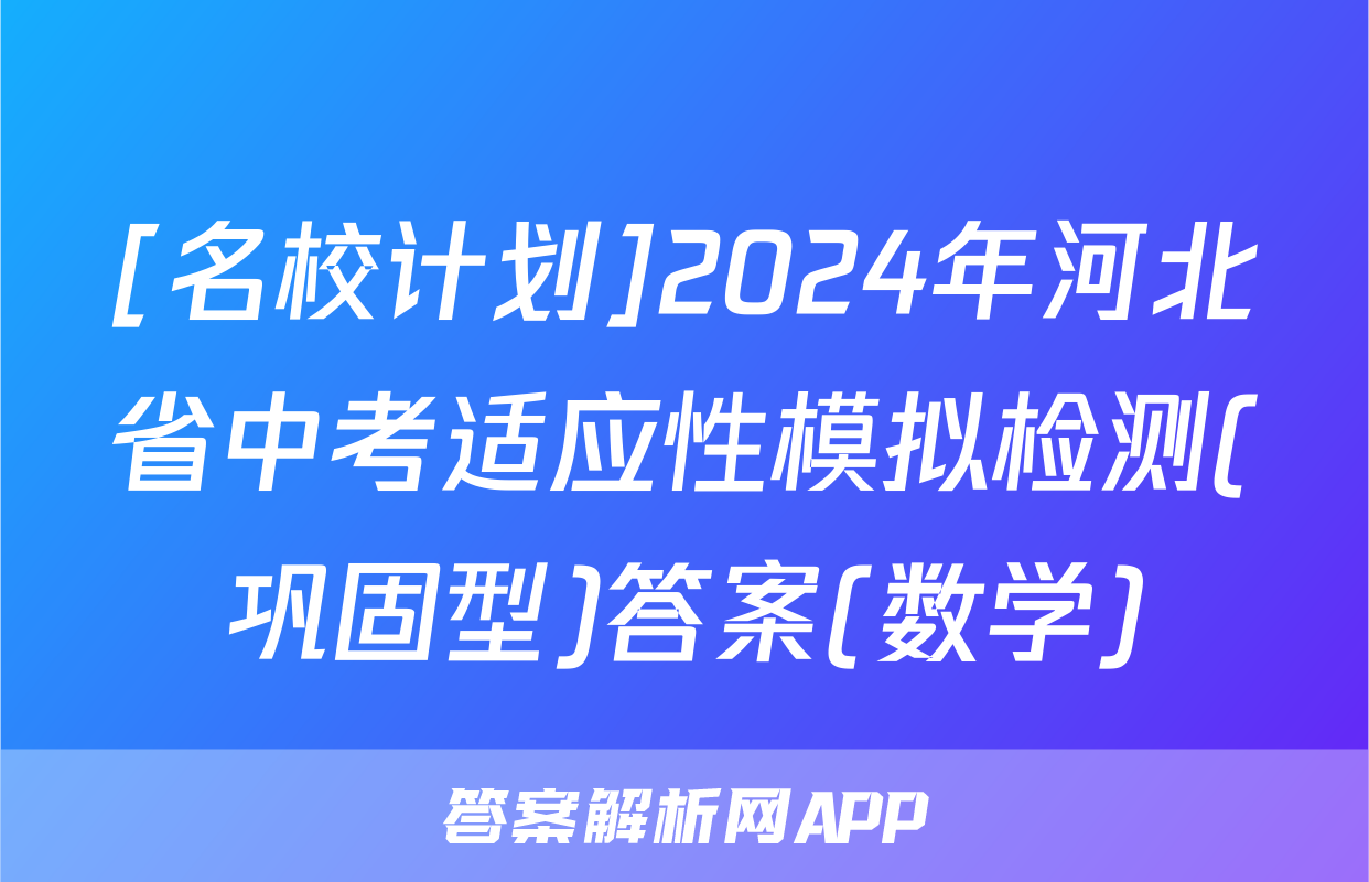 [名校计划]2024年河北省中考适应性模拟检测(巩固型)答案(数学)
