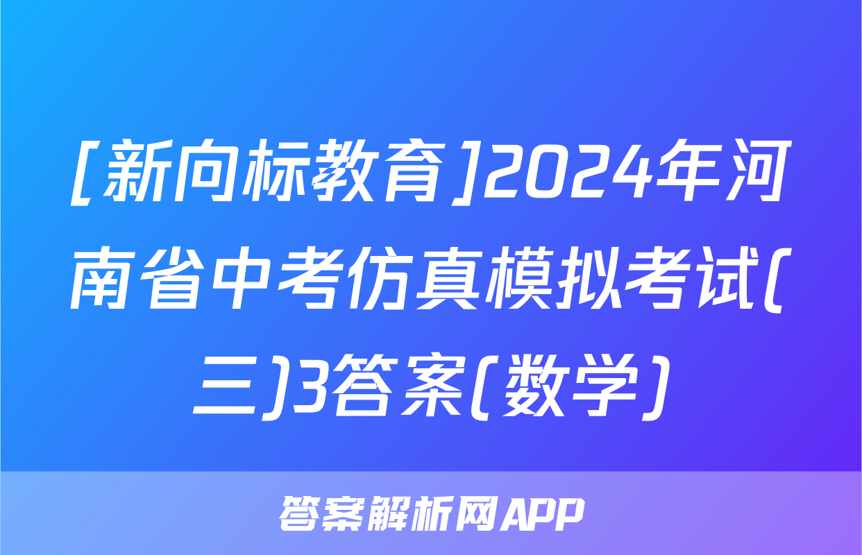 [新向标教育]2024年河南省中考仿真模拟考试(三)3答案(数学)