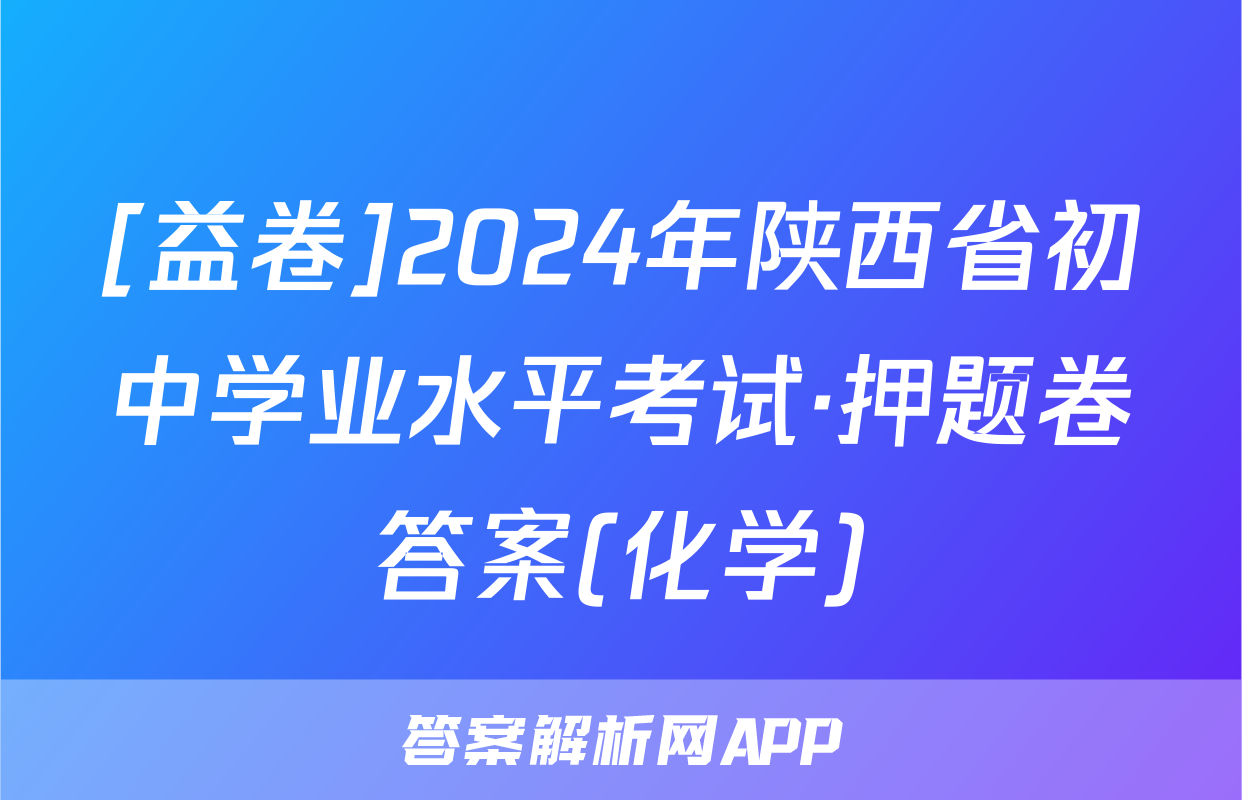 [益卷]2024年陕西省初中学业水平考试·押题卷答案(化学)