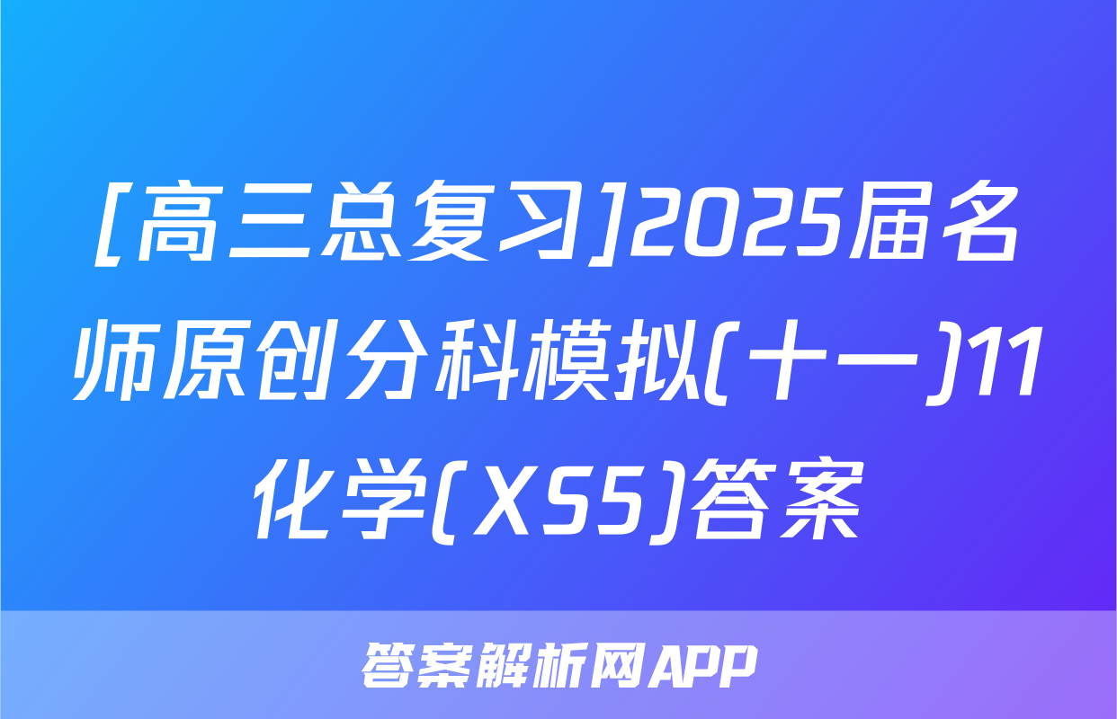 [高三总复习]2025届名师原创分科模拟(十一)11化学(XS5)答案