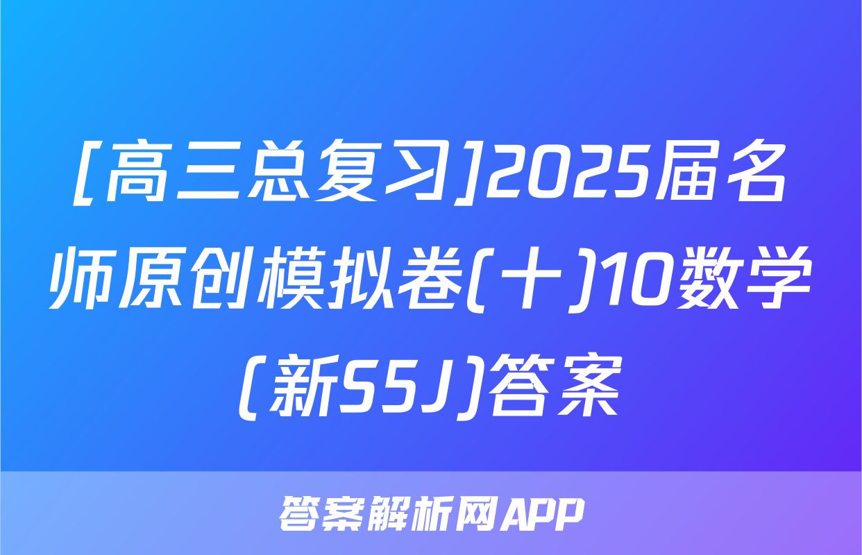 [高三总复习]2025届名师原创模拟卷(十)10数学(新S5J)答案