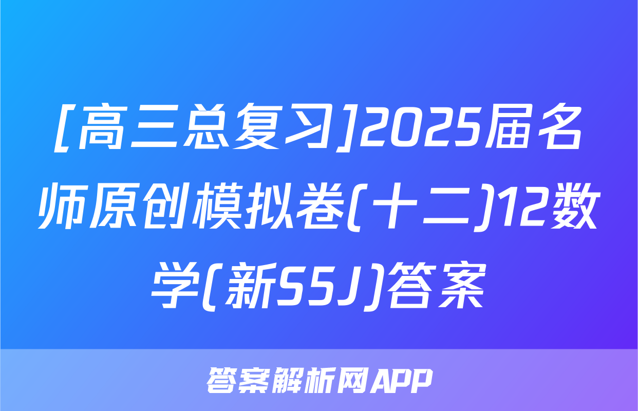 [高三总复习]2025届名师原创模拟卷(十二)12数学(新S5J)答案