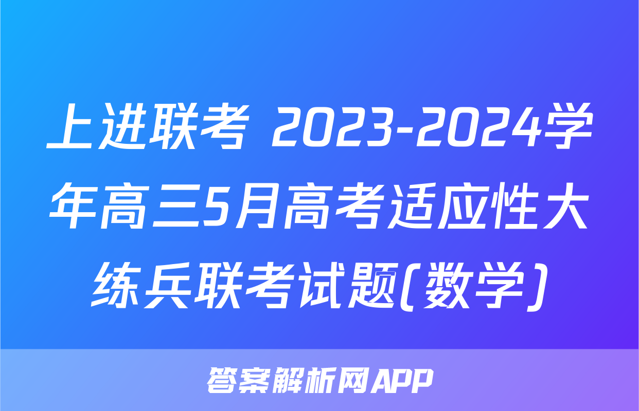 上进联考 2023-2024学年高三5月高考适应性大练兵联考试题(数学)