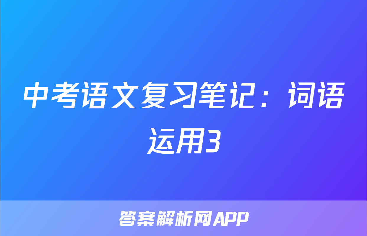 中考语文复习笔记：词语运用3