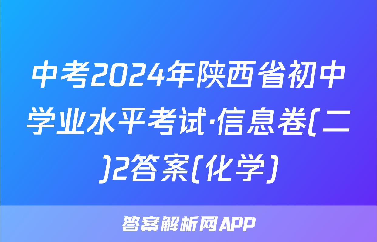 中考2024年陕西省初中学业水平考试·信息卷(二)2答案(化学)