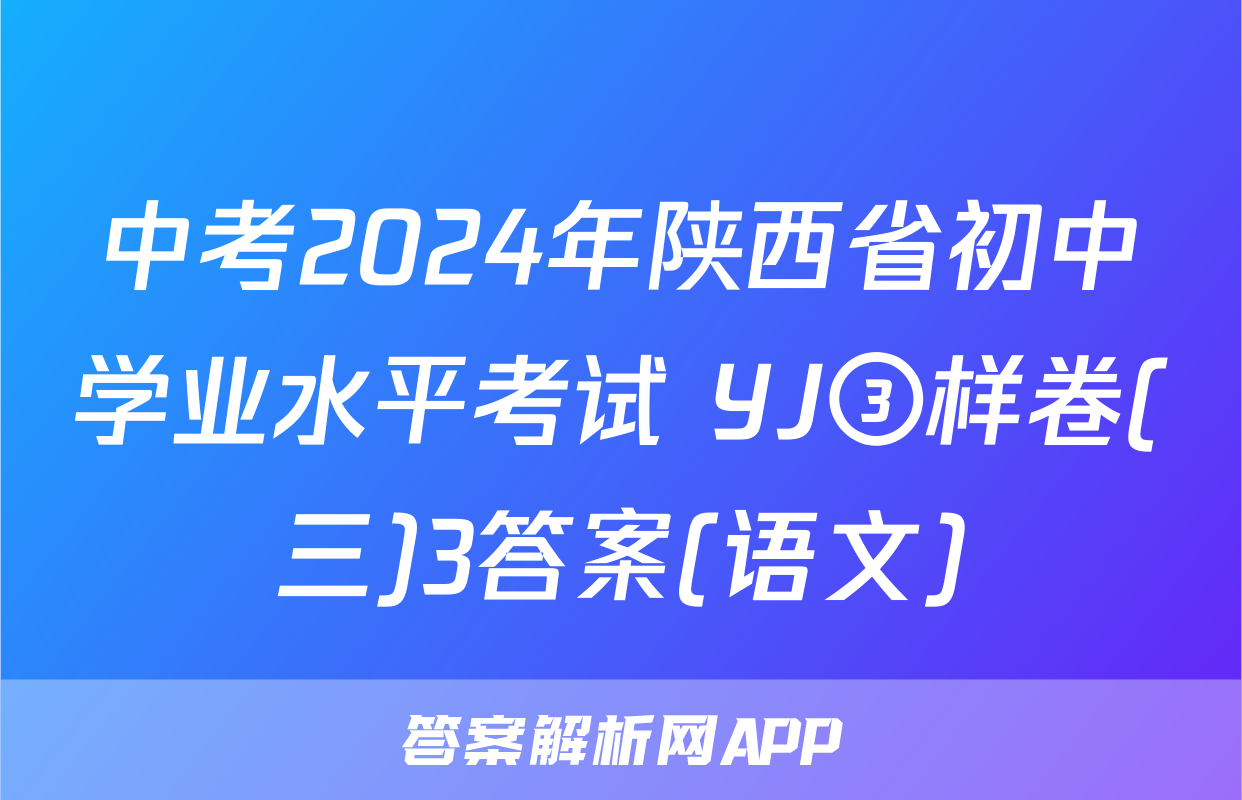 中考2024年陕西省初中学业水平考试 YJ③样卷(三)3答案(语文)