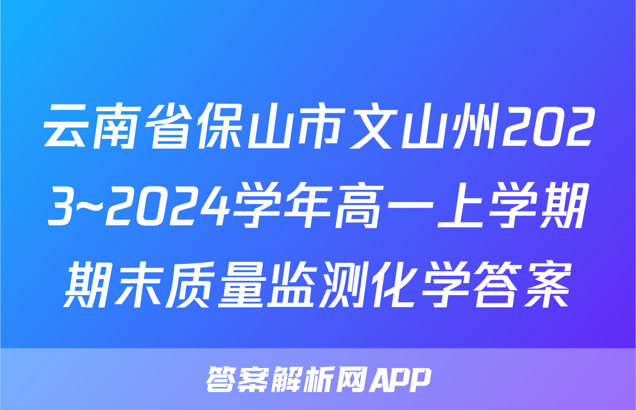 云南省保山市文山州2023~2024学年高一上学期期末质量监测化学答案