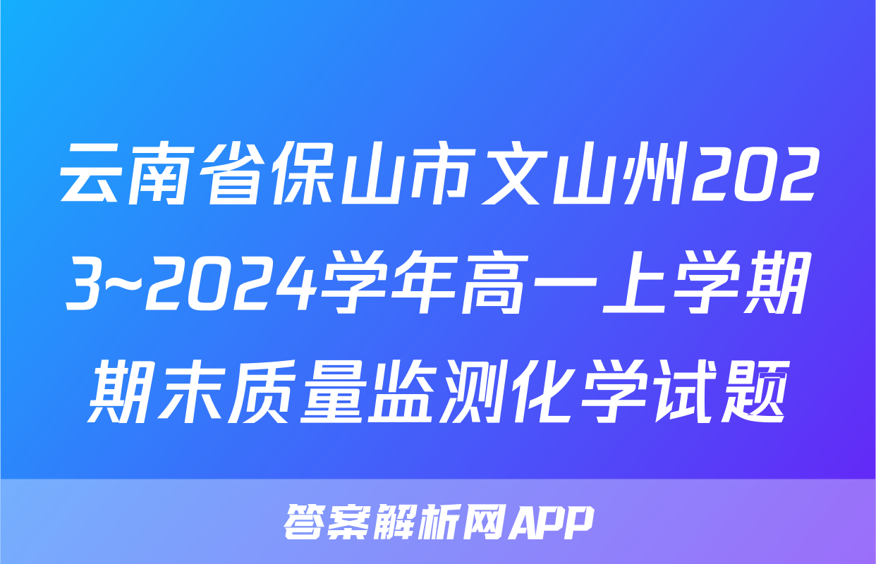 云南省保山市文山州2023~2024学年高一上学期期末质量监测化学试题