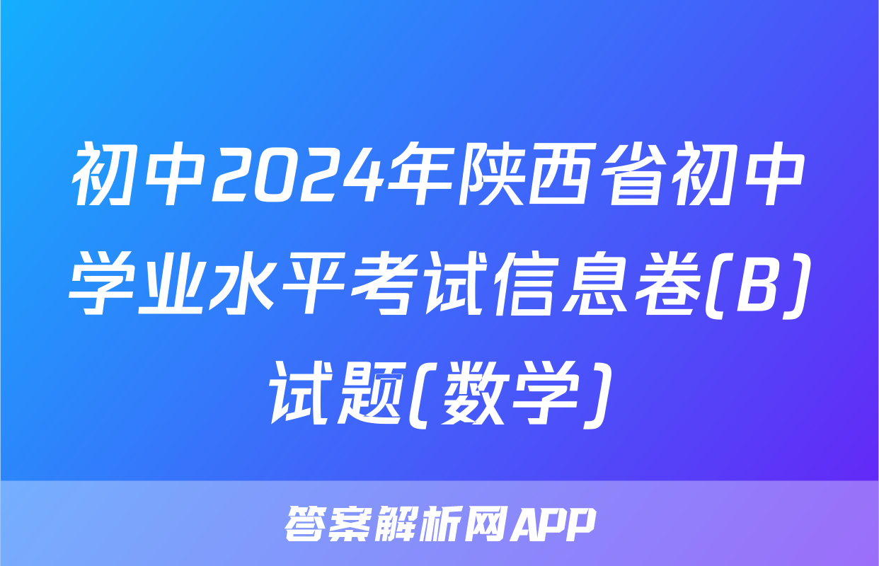 初中2024年陕西省初中学业水平考试信息卷(B)试题(数学)