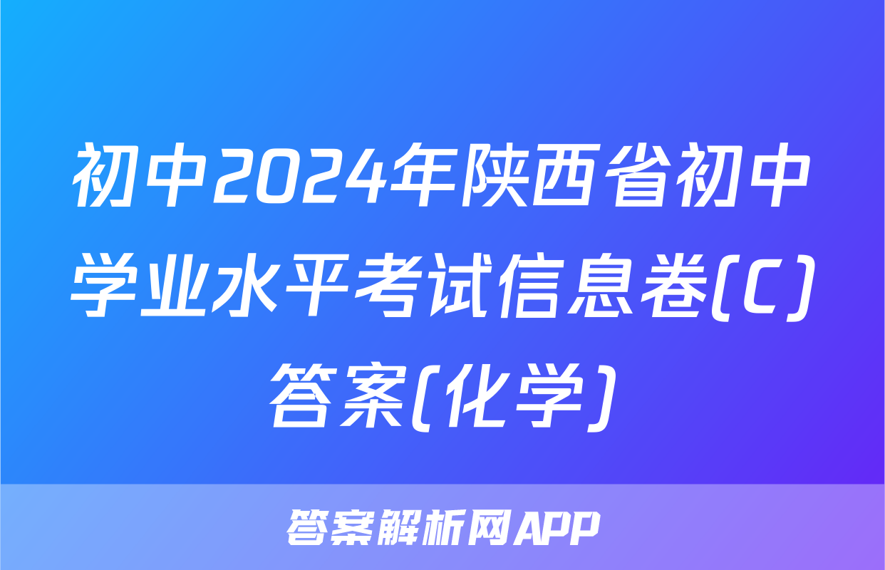 初中2024年陕西省初中学业水平考试信息卷(C)答案(化学)