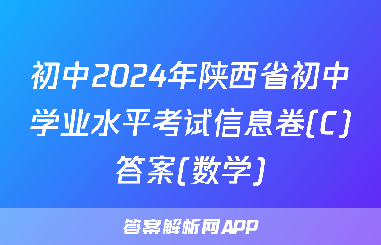 初中2024年陕西省初中学业水平考试信息卷(C)答案(数学)