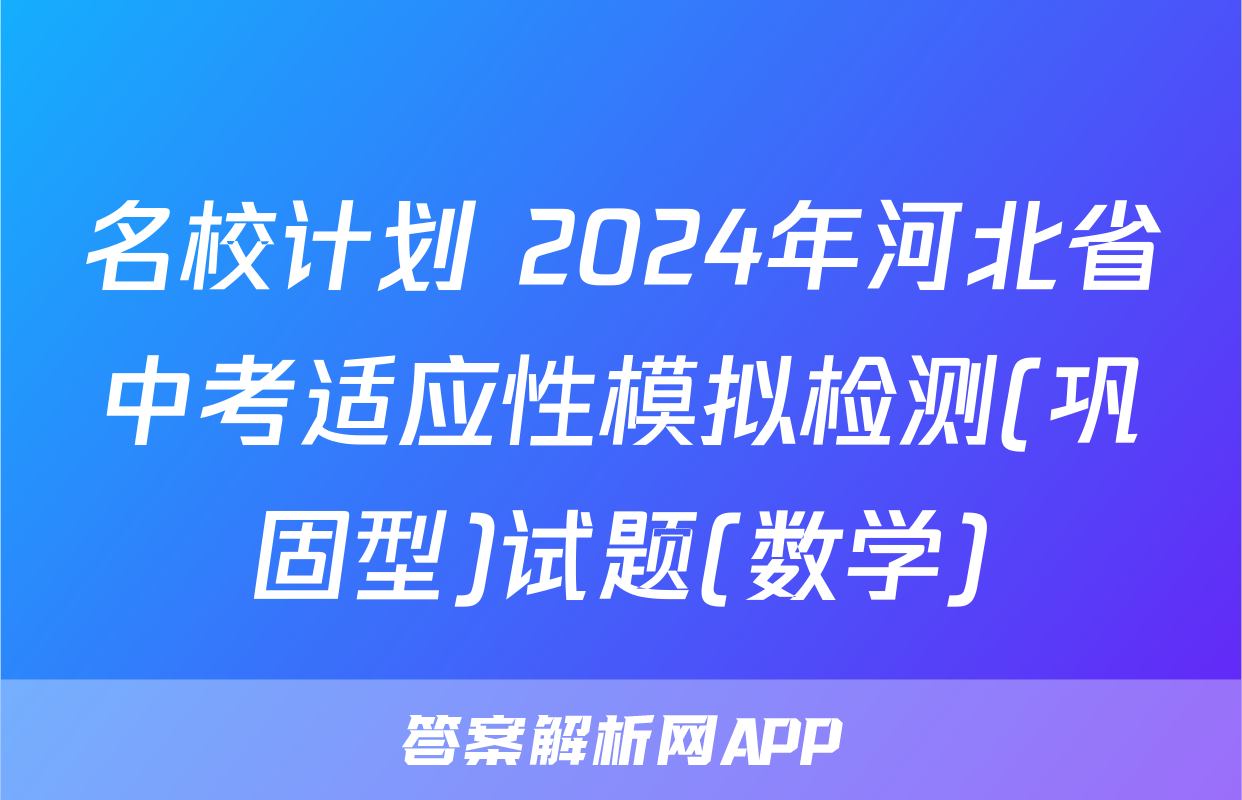 名校计划 2024年河北省中考适应性模拟检测(巩固型)试题(数学)