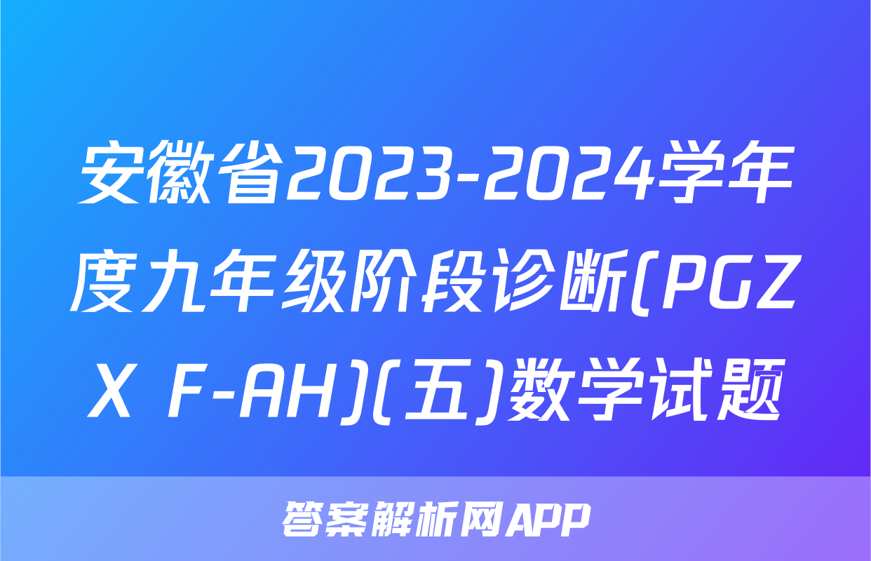 安徽省2023-2024学年度九年级阶段诊断(PGZX F-AH)(五)数学试题