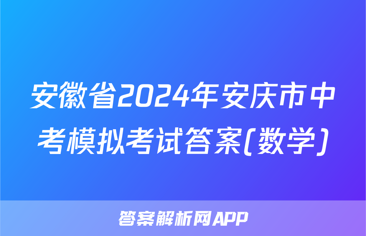 安徽省2024年安庆市中考模拟考试答案(数学)