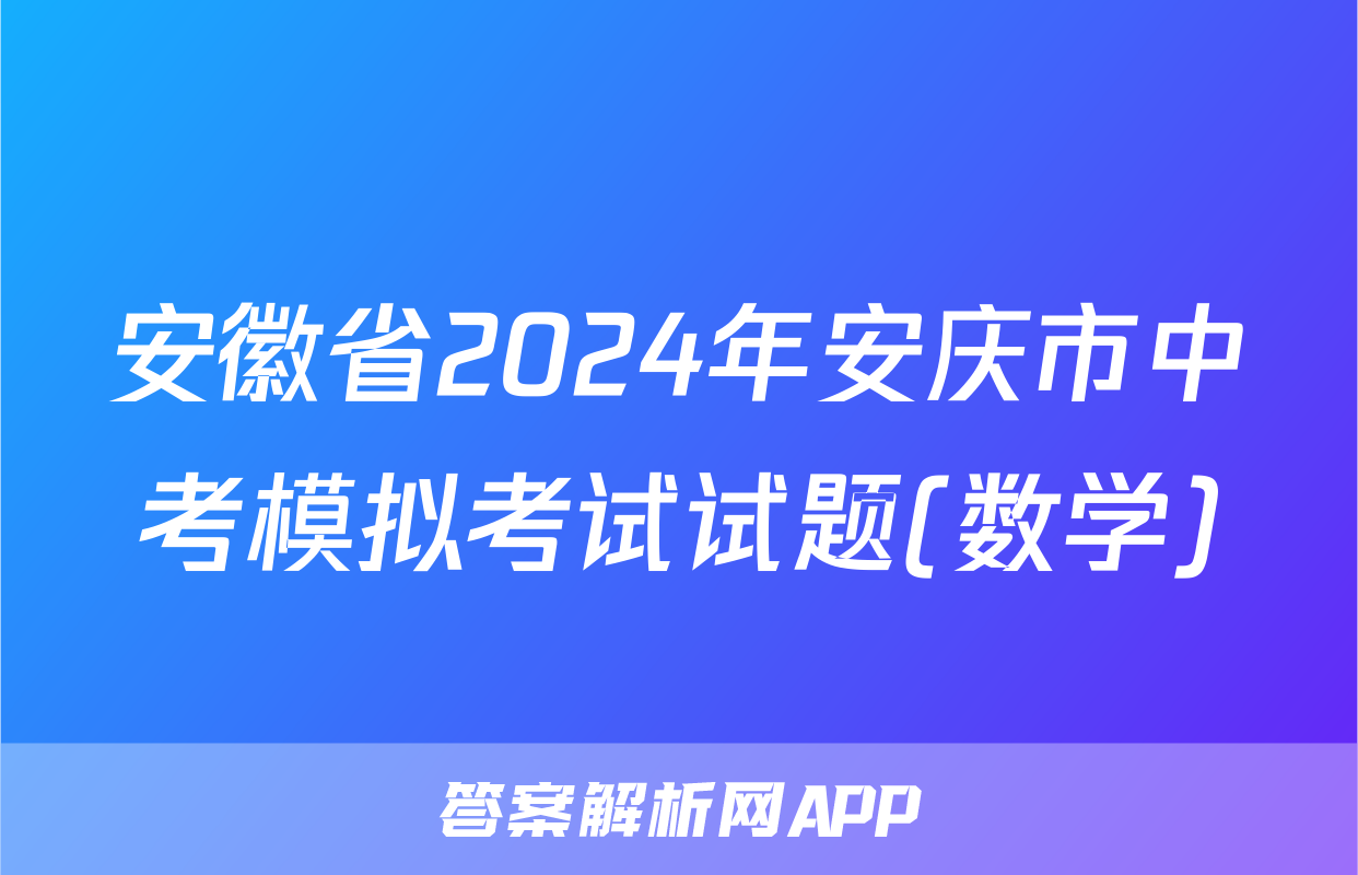 安徽省2024年安庆市中考模拟考试试题(数学)