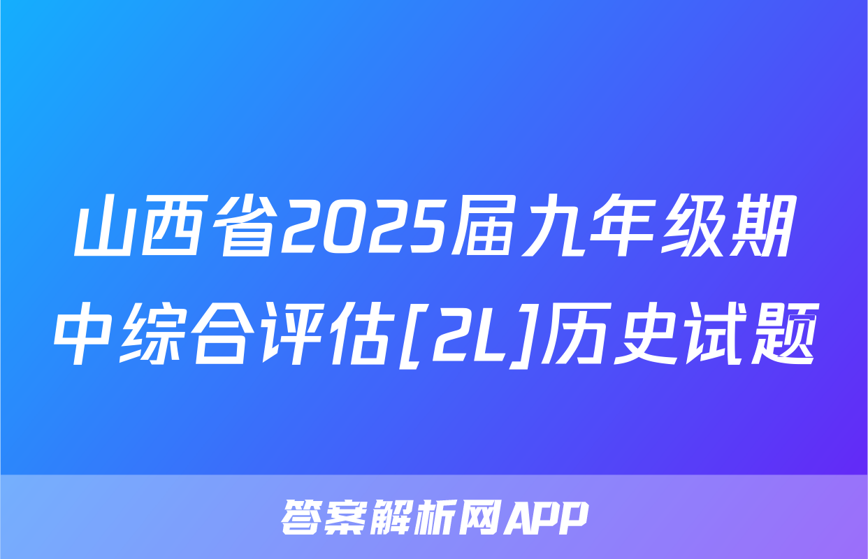 山西省2025届九年级期中综合评估[2L]历史试题