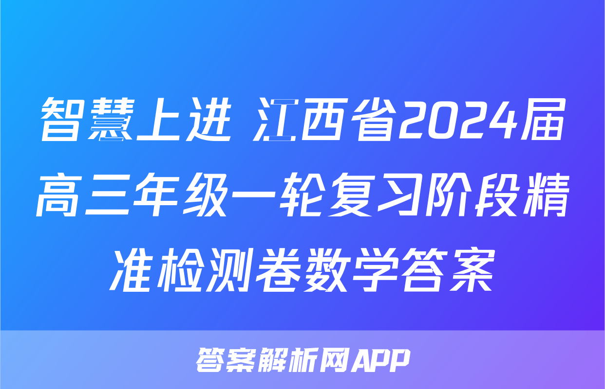 智慧上进 江西省2024届高三年级一轮复习阶段精准检测卷数学答案