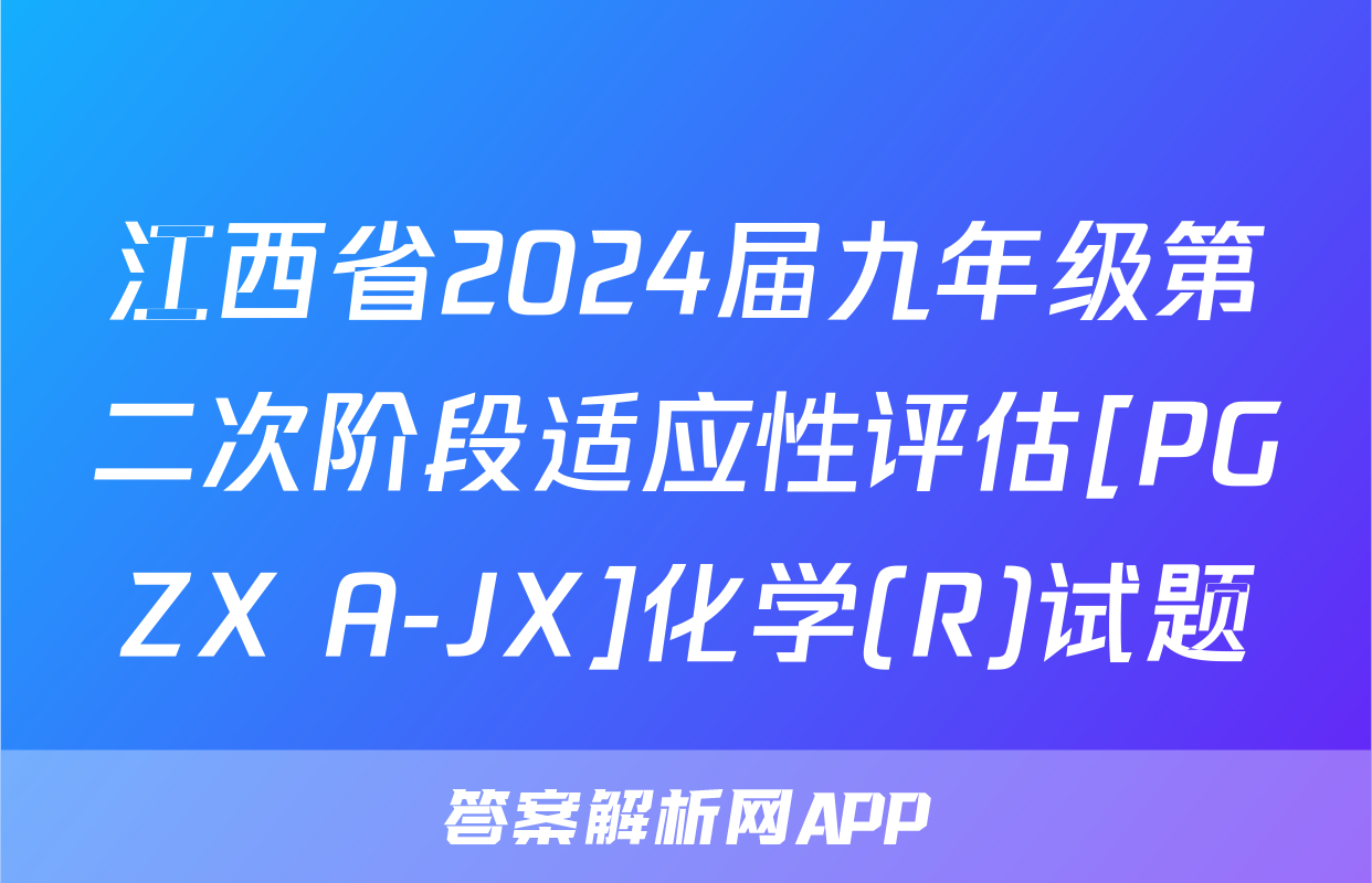 江西省2024届九年级第二次阶段适应性评估[PGZX A-JX]化学(R)试题