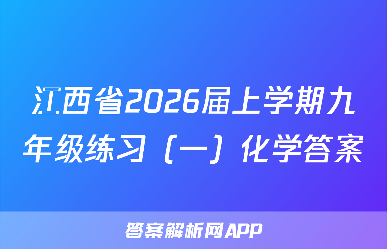 江西省2026届上学期九年级练习（一）化学答案
