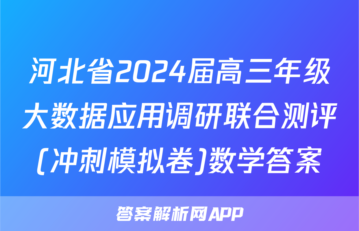 河北省2024届高三年级大数据应用调研联合测评(冲刺模拟卷)数学答案