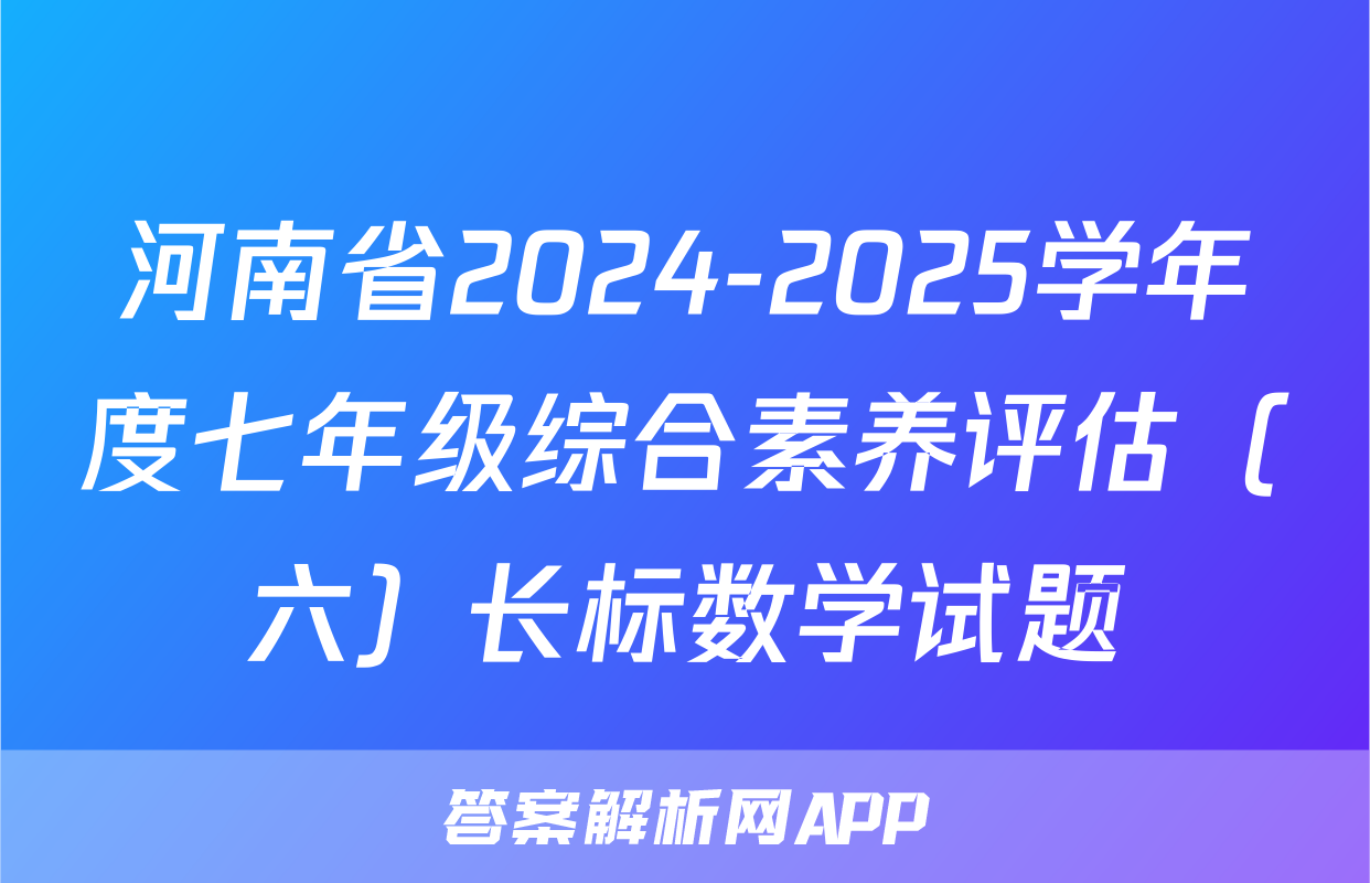 河南省2024-2025学年度七年级综合素养评估（六）长标数学试题