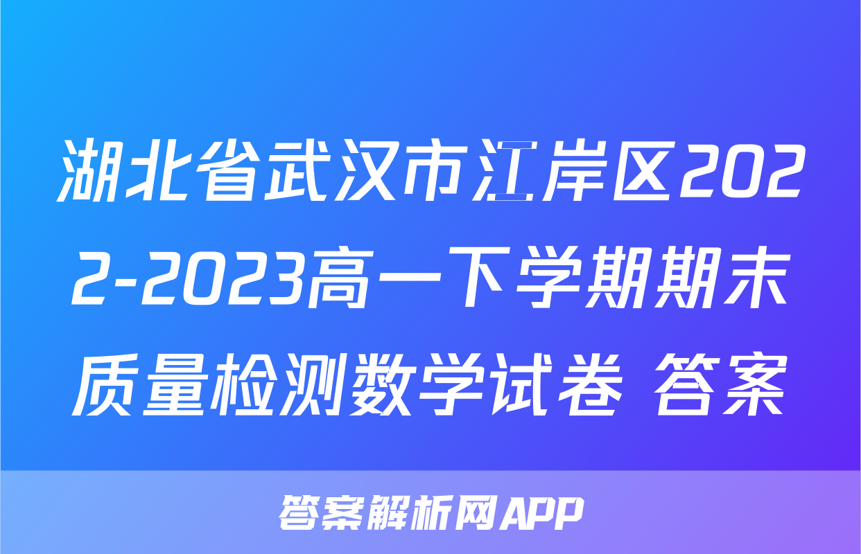 湖北省武汉市江岸区2022-2023高一下学期期末质量检测数学试卷+答案