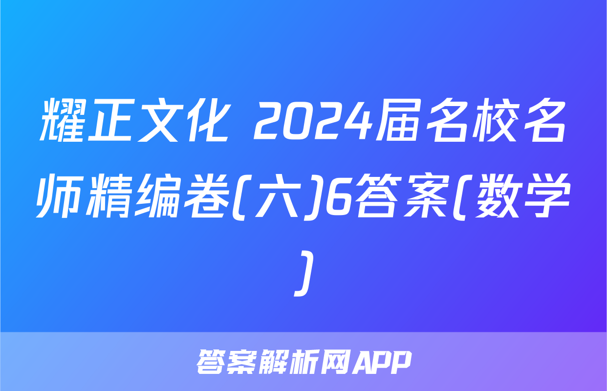 耀正文化 2024届名校名师精编卷(六)6答案(数学)
