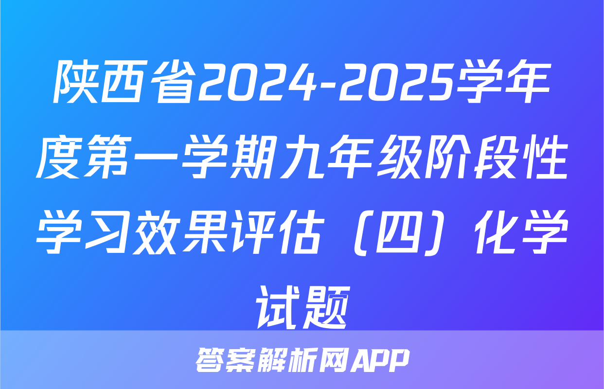 陕西省2024-2025学年度第一学期九年级阶段性学习效果评估（四）化学试题