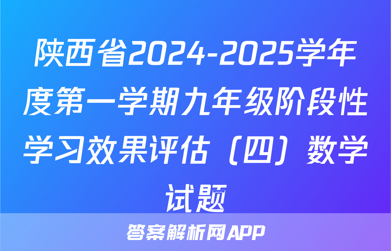 陕西省2024-2025学年度第一学期九年级阶段性学习效果评估（四）数学试题