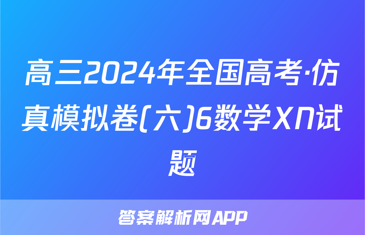 高三2024年全国高考·仿真模拟卷(六)6数学XN试题