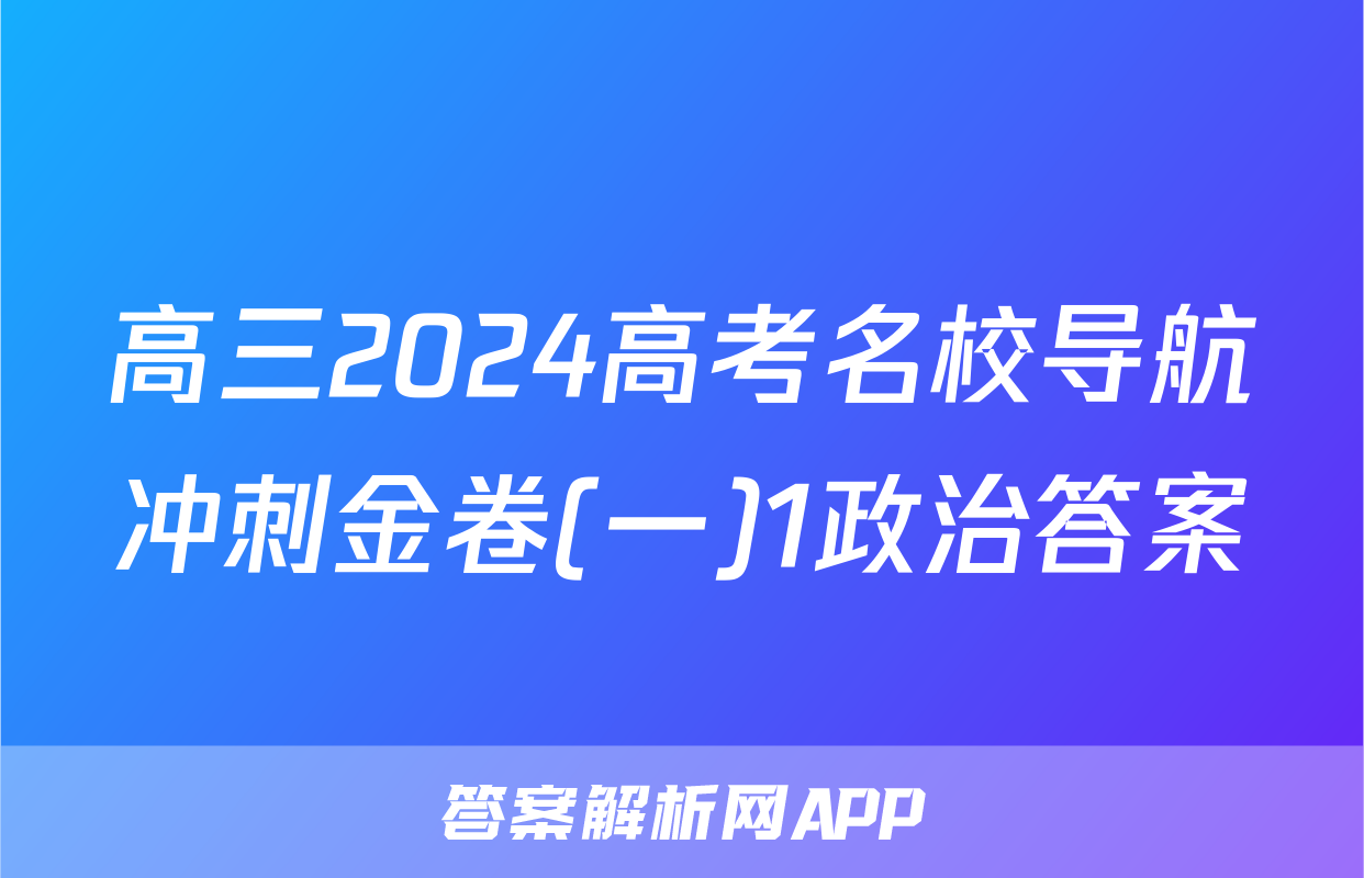 高三2024高考名校导航冲刺金卷(一)1政治答案