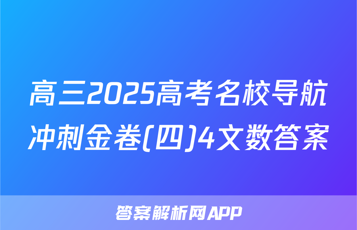 高三2025高考名校导航冲刺金卷(四)4文数答案