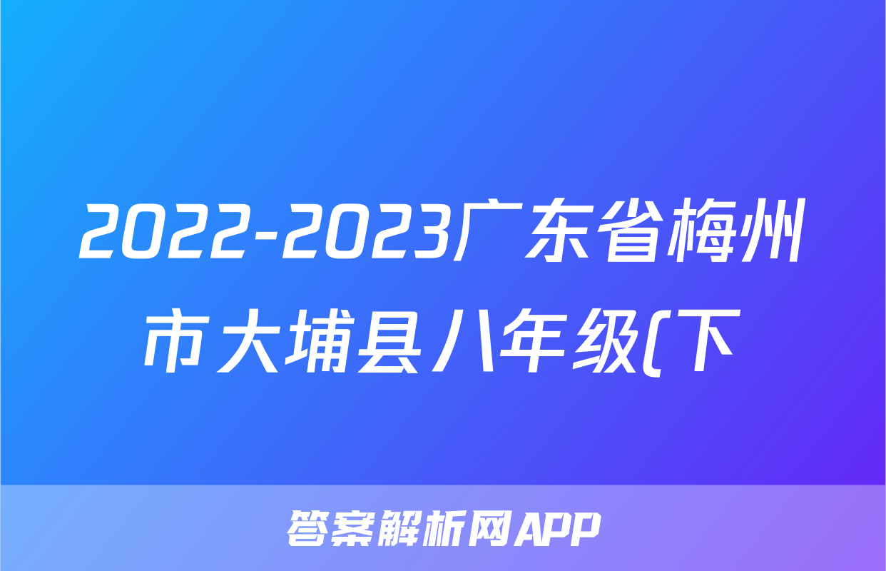2022-2023广东省梅州市大埔县八年级(下)期末历史试卷(含解析)考试试卷
