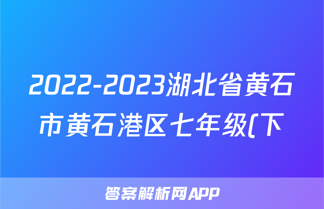 2022-2023湖北省黄石市黄石港区七年级(下)期末历史试卷(含解析)考试试卷