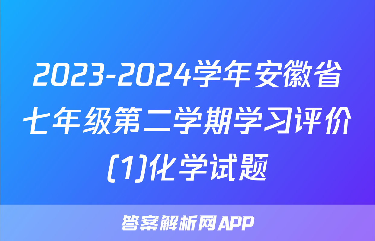 2023-2024学年安徽省七年级第二学期学习评价(1)化学试题