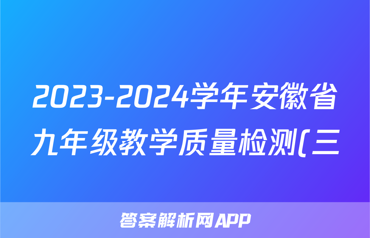2023-2024学年安徽省九年级教学质量检测(三)语文试题