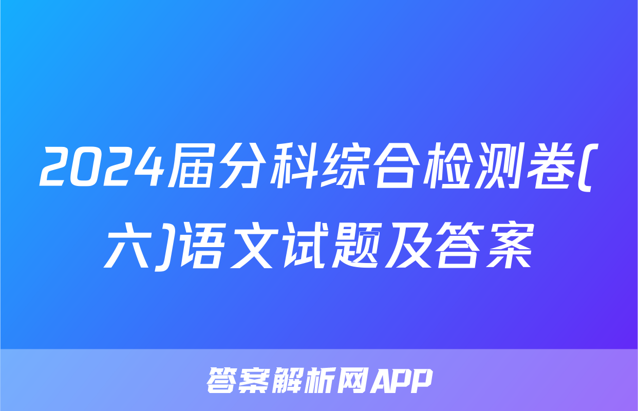 2024届分科综合检测卷(六)语文试题及答案