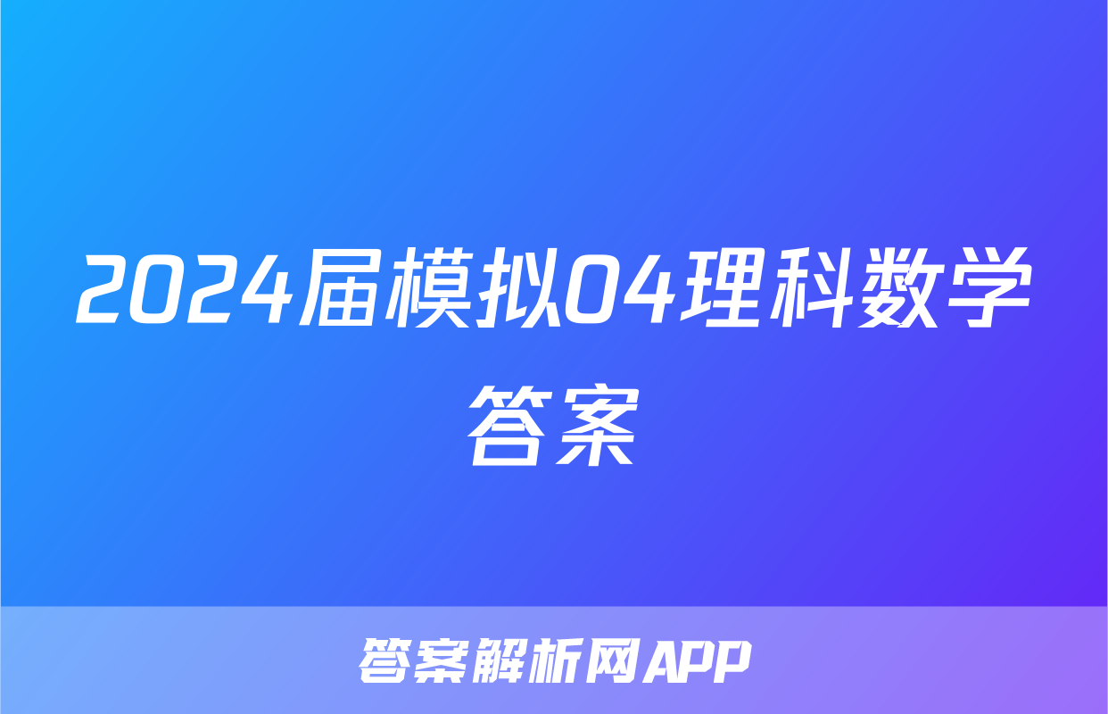 2024届模拟04理科数学答案