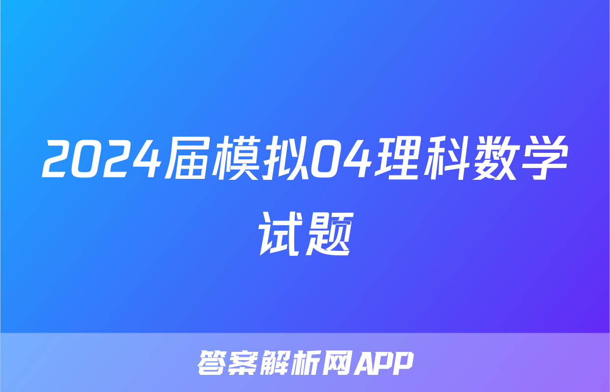 2024届模拟04理科数学试题