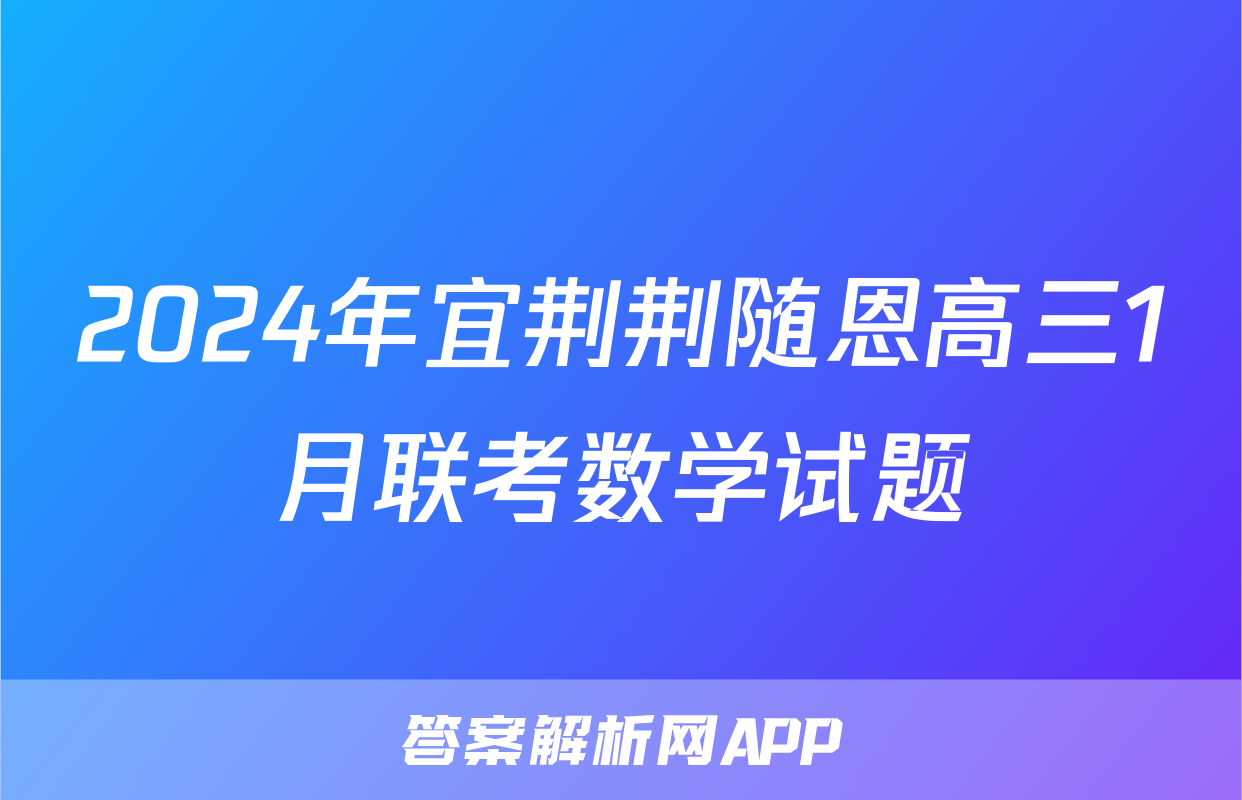 2024年宜荆荆随恩高三1月联考数学试题