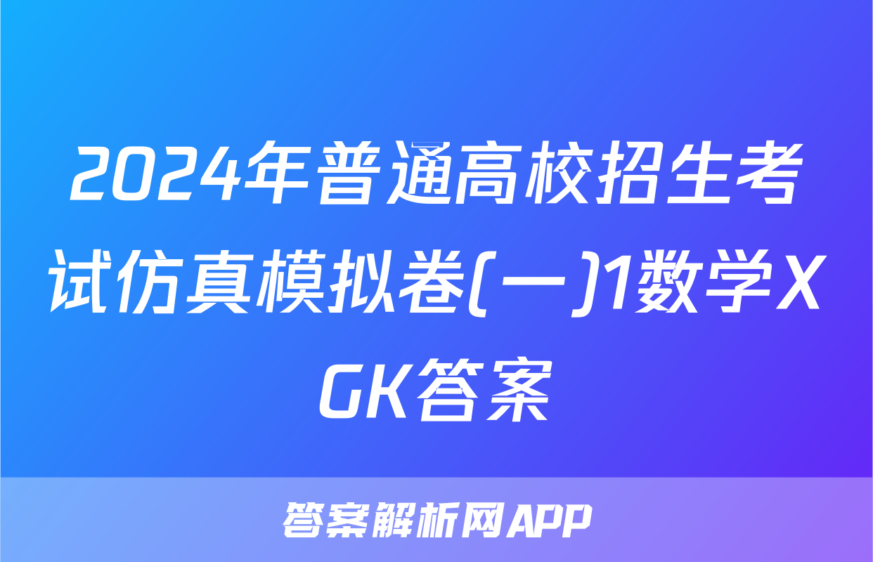 2024年普通高校招生考试仿真模拟卷(一)1数学XGK答案