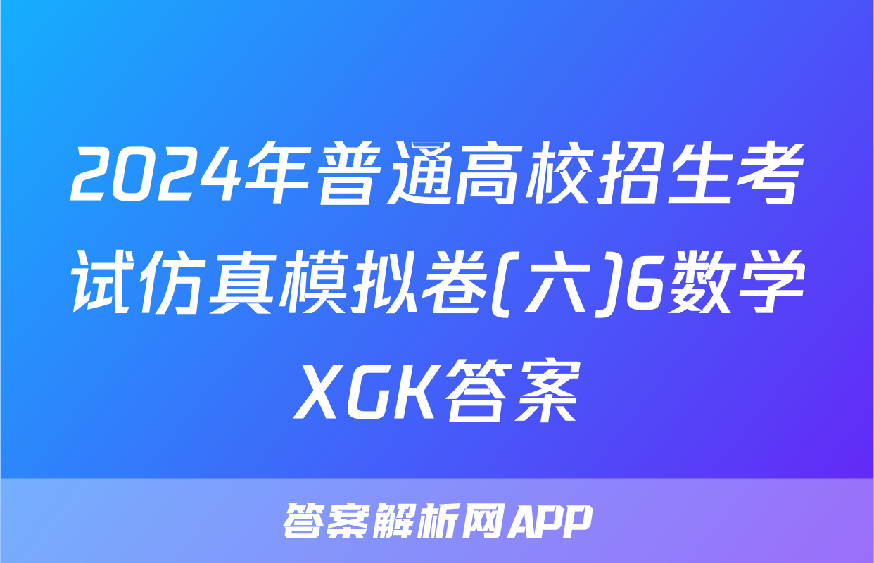 2024年普通高校招生考试仿真模拟卷(六)6数学XGK答案