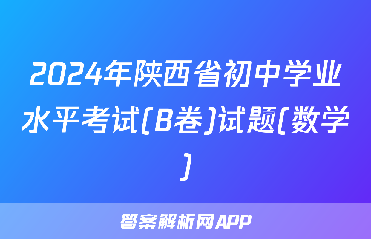 2024年陕西省初中学业水平考试(B卷)试题(数学)