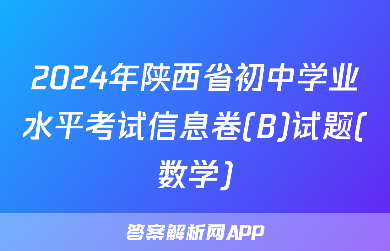 2024年陕西省初中学业水平考试信息卷(B)试题(数学)