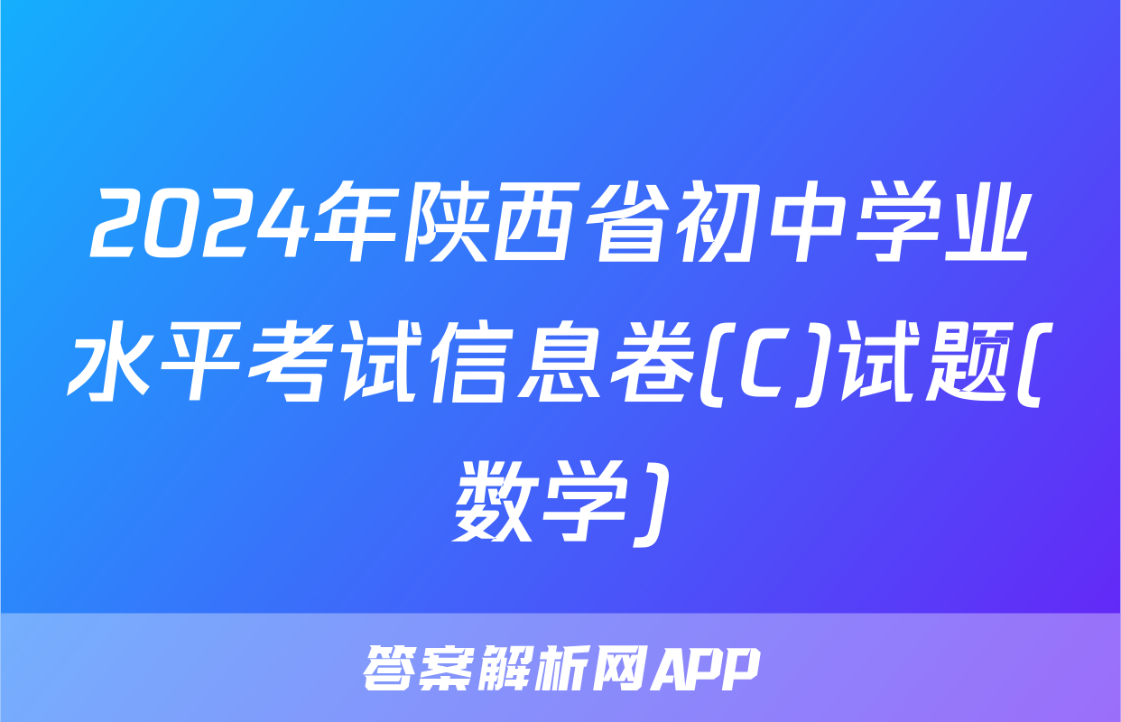 2024年陕西省初中学业水平考试信息卷(C)试题(数学)