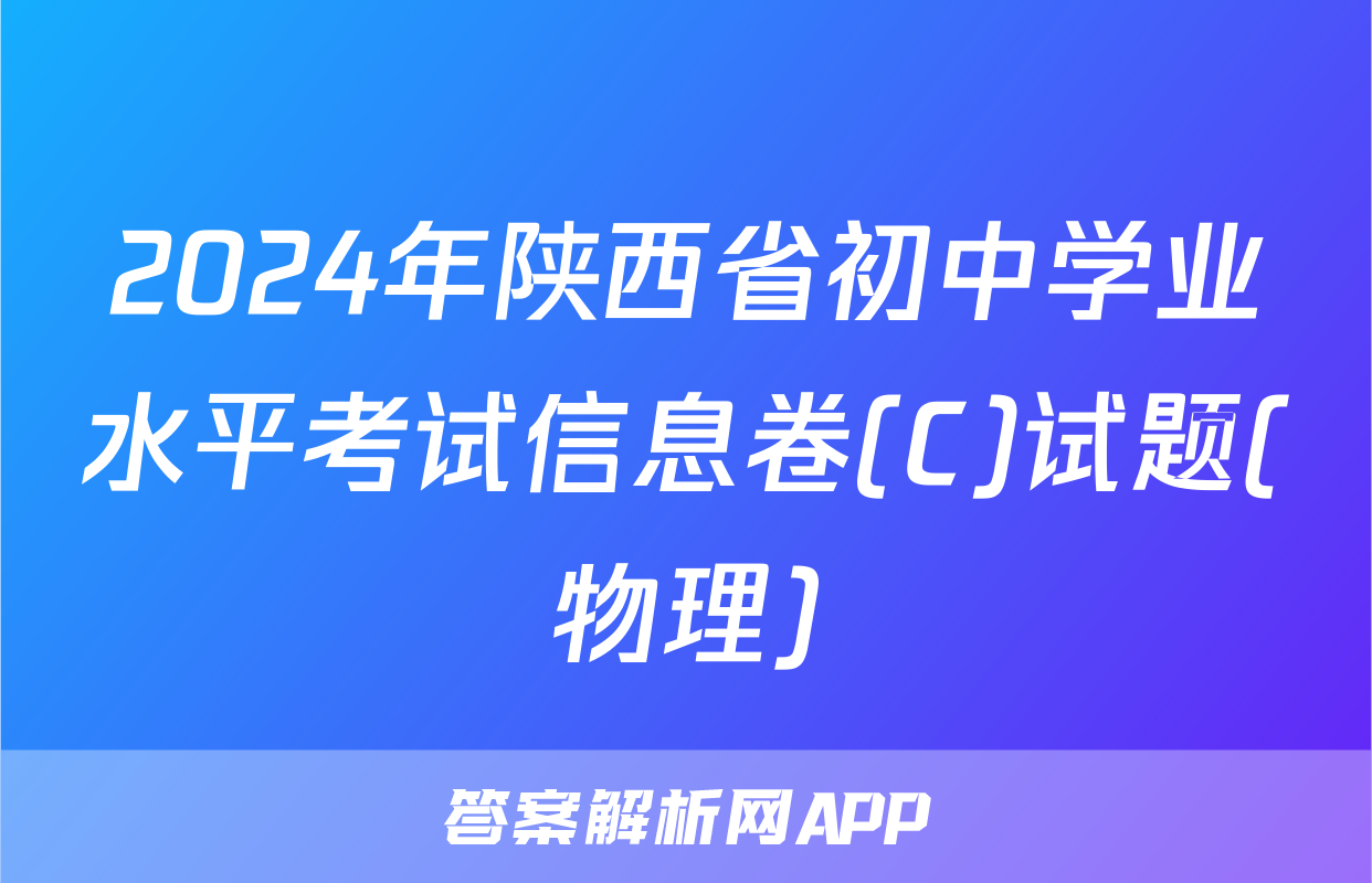 2024年陕西省初中学业水平考试信息卷(C)试题(物理)