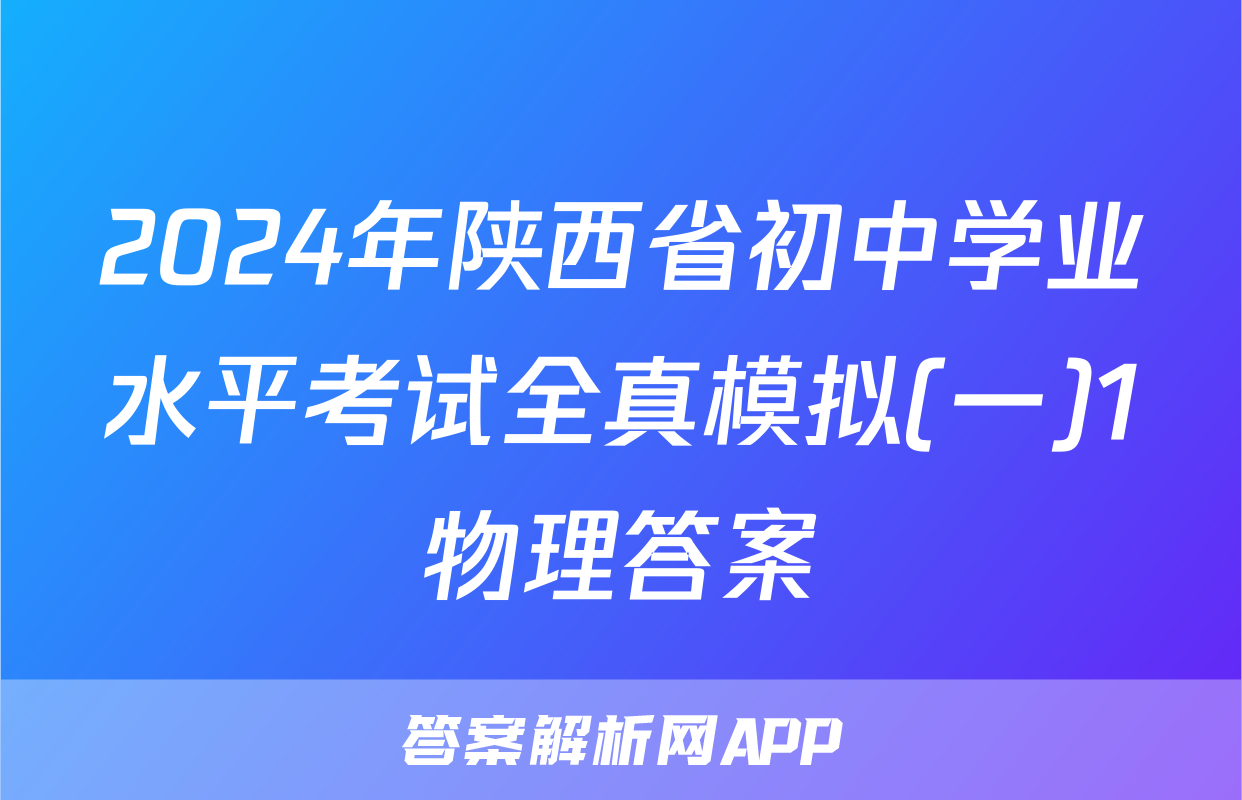 2024年陕西省初中学业水平考试全真模拟(一)1物理答案