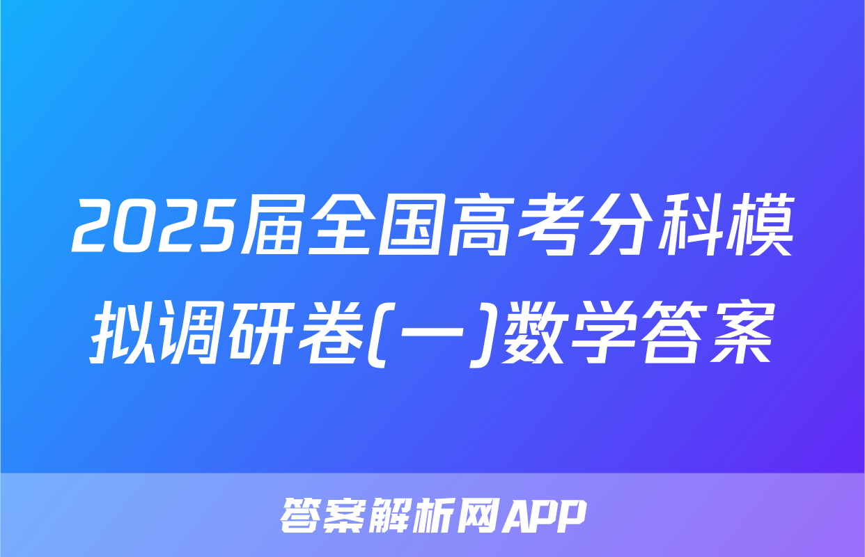 2025届全国高考分科模拟调研卷(一)数学答案