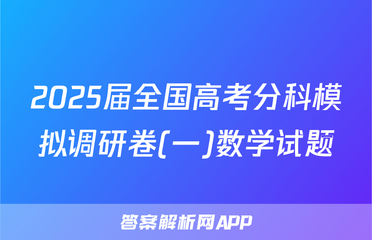 2025届全国高考分科模拟调研卷(一)数学试题